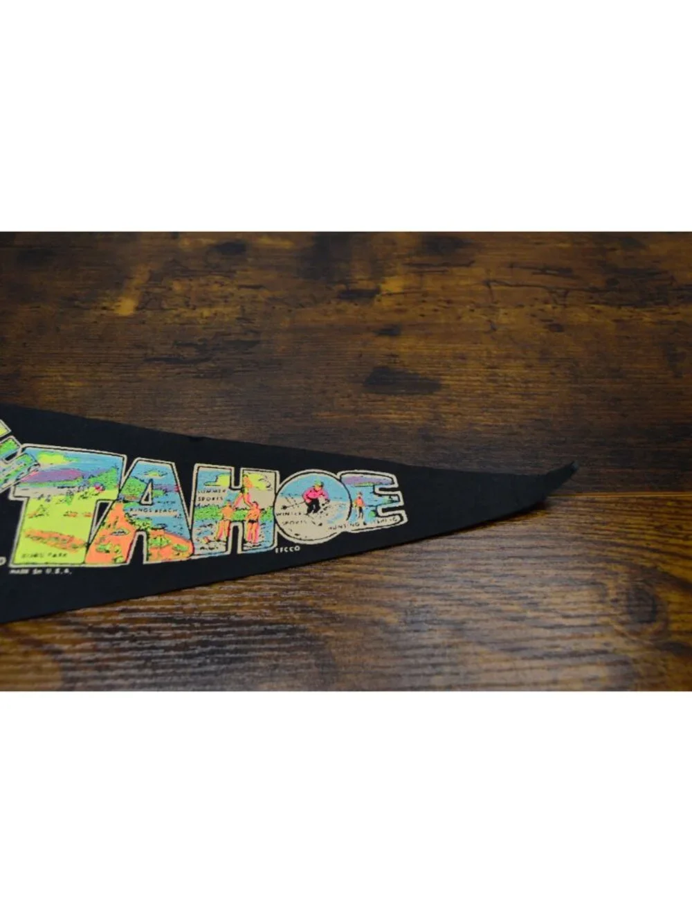 Vintage Lake Tahoe Souvenir Pennant Made In USA Damaged 12 inches